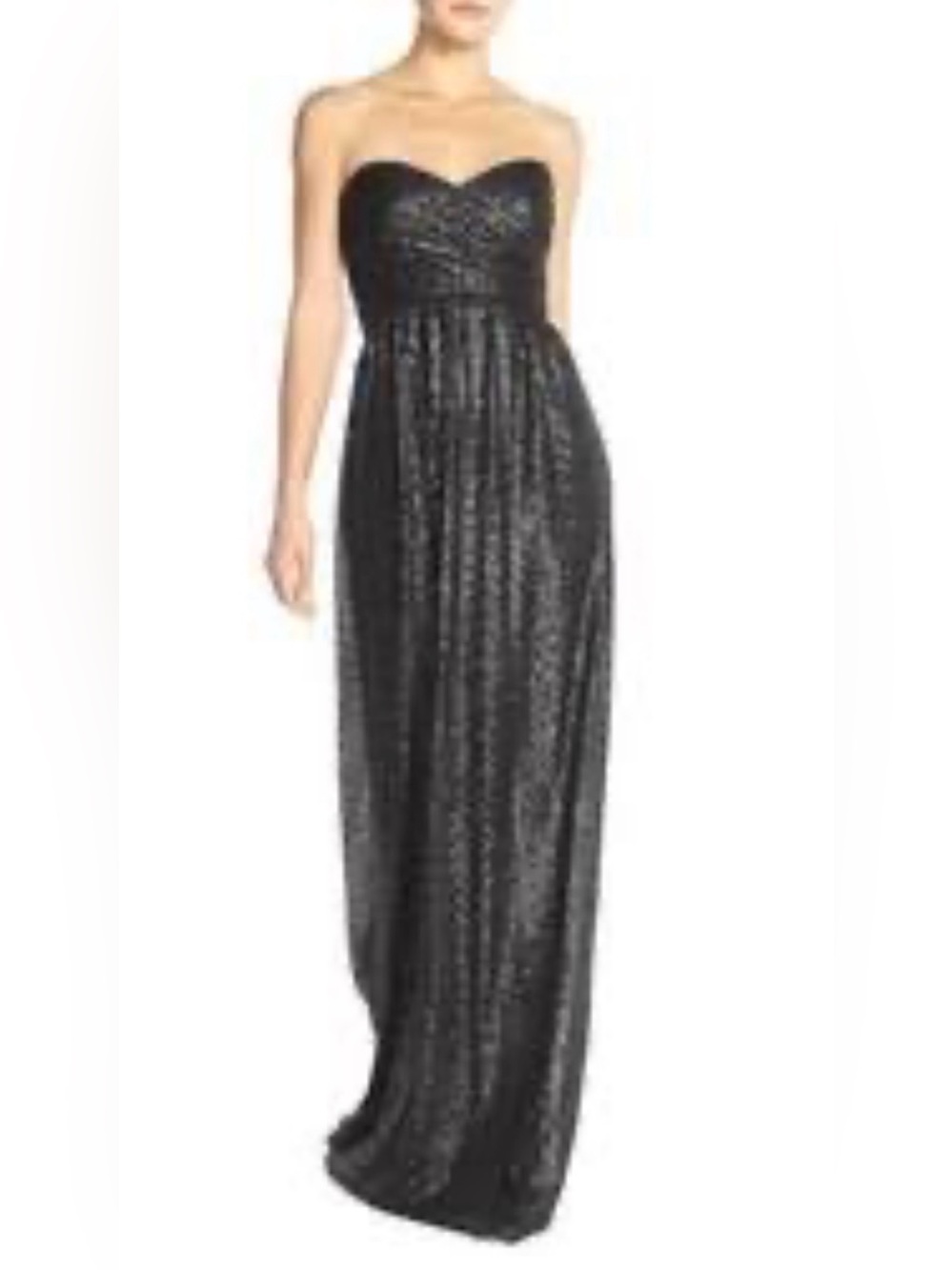Amsale Formal Gown Black Sequins Strapless Dress